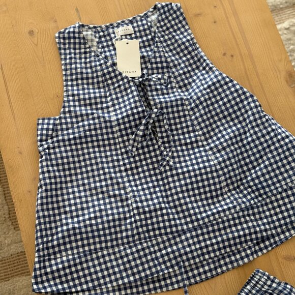 NWT Piyama Lounge Set in Gingham Blue. Size small - Picture 12 of 14